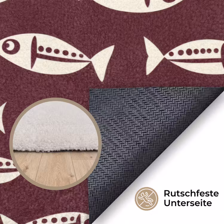 Vissen - Grafisch - Patroon - Donker Vloerkleed Rechthoek klein 1091 -uniquesellingpoint_antislip_DE_DE