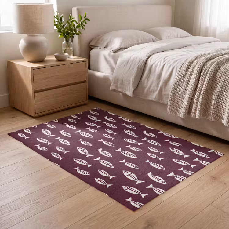 Vissen - Grafisch - Patroon - Donker Vloerkleed Rechthoek klein 1091 -atmosphere_sfeer3_global
