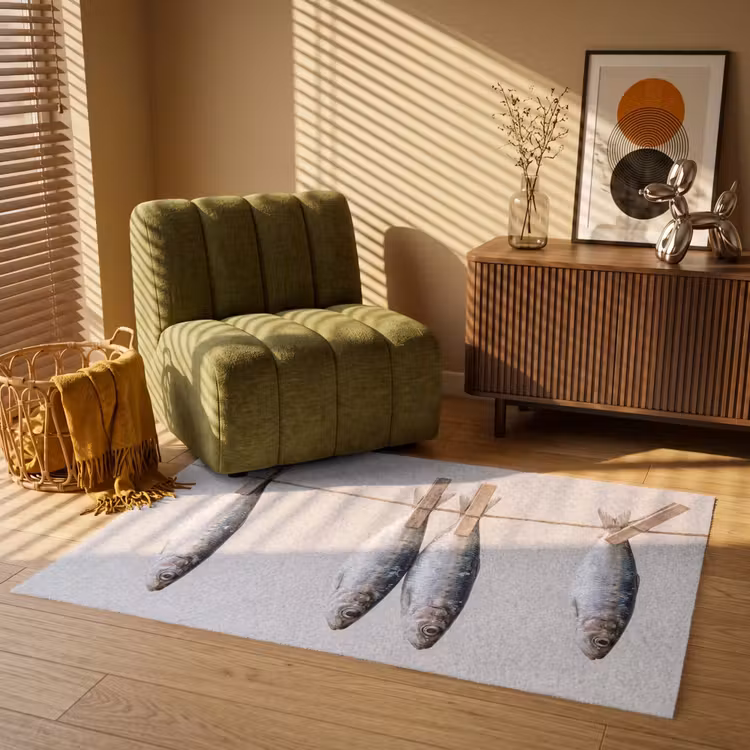 Teppich - Fisch – Hängend – Essen - Vis - Hangend - Eten Vloerkleed Rechthoek klein