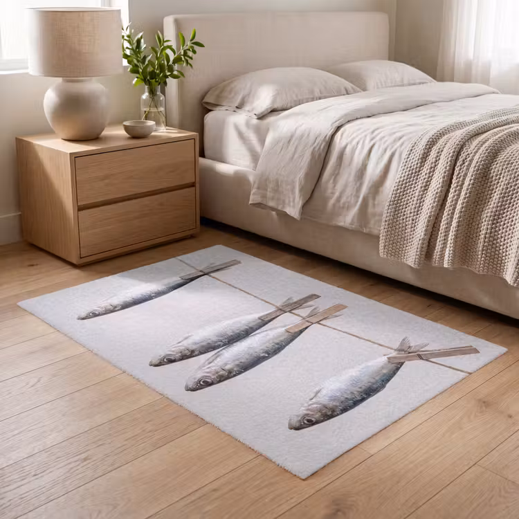 Teppich - Fisch – Hängend – Essen - Vis - Hangend - Eten Vloerkleed Rechthoek klein
