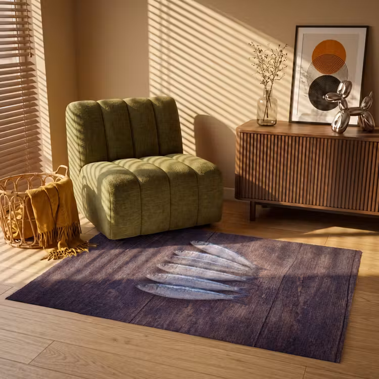 Teppich - Fisch – Holz – Essen - Vis - Hout - Eten Vloerkleed Rechthoek klein