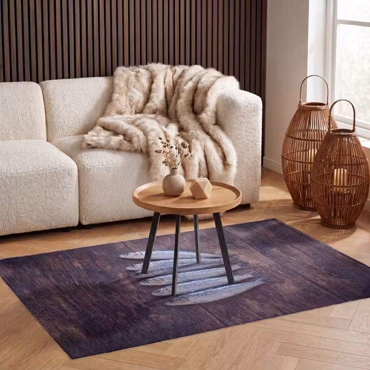 Teppich - Fisch – Holz – Essen - Vis - Hout - Eten Vloerkleed Rechthoek klein