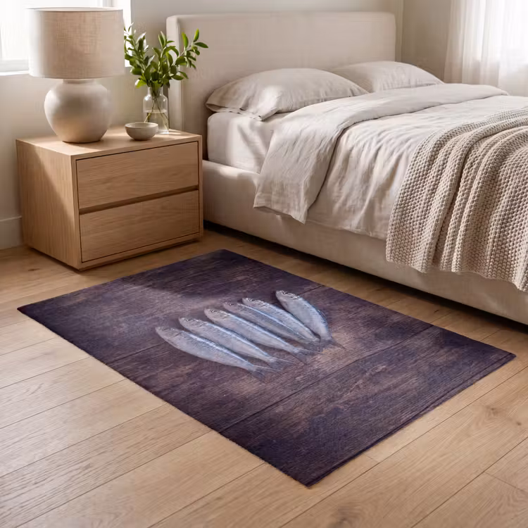 Teppich - Fisch – Holz – Essen - Vis - Hout - Eten Vloerkleed Rechthoek klein