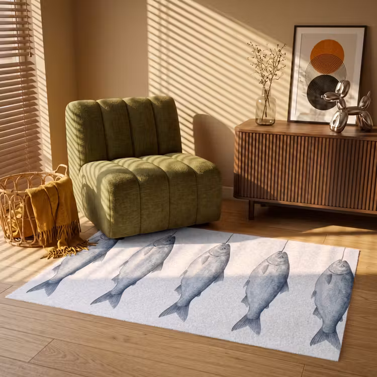 Vissen - Illustratie - Delfts - Blauw Vloerkleed Rechthoek klein -atmosphere_sfeer1_global
