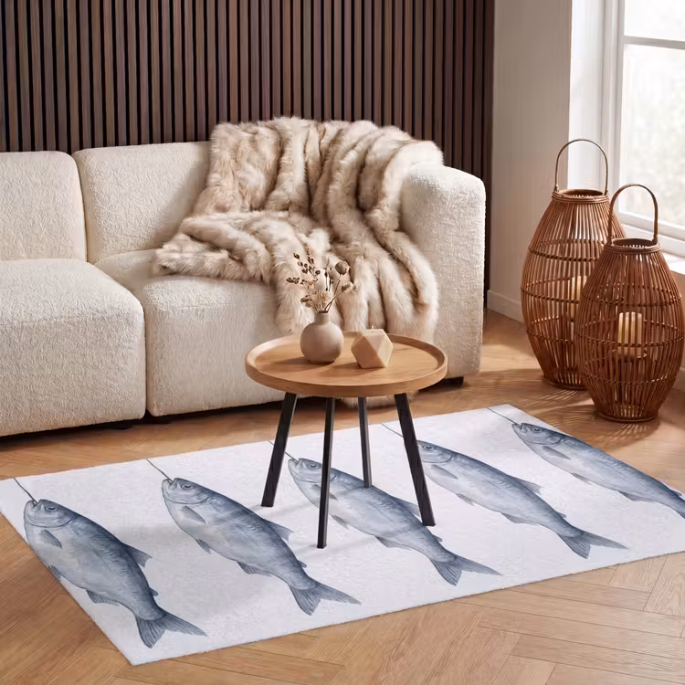 Vissen - Illustratie - Delfts - Blauw Vloerkleed Rechthoek klein -atmosphere_sfeer2_global