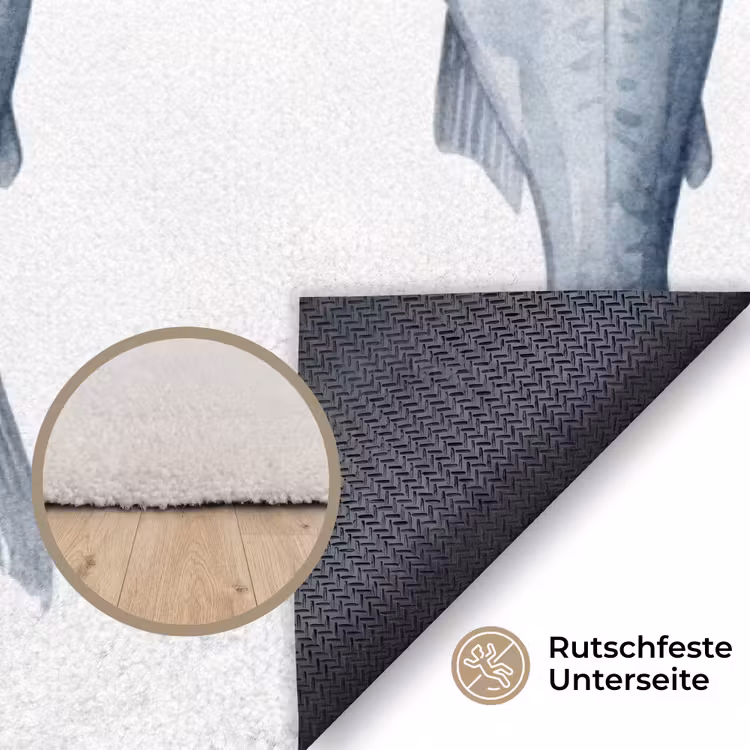 Vissen - Illustratie - Delfts - Blauw Vloerkleed Rechthoek klein -uniquesellingpoint_antislip_DE_DE