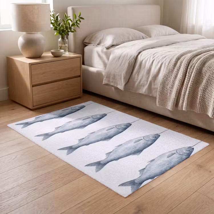 Vissen - Illustratie - Delfts - Blauw Vloerkleed Rechthoek klein -atmosphere_sfeer3_global