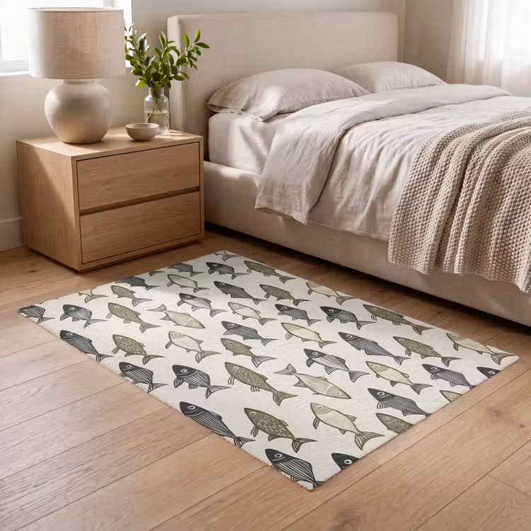 Vissen - Klassiek - Groen Vloerkleed Rechthoek klein 1091 -atmosphere_sfeer3_global