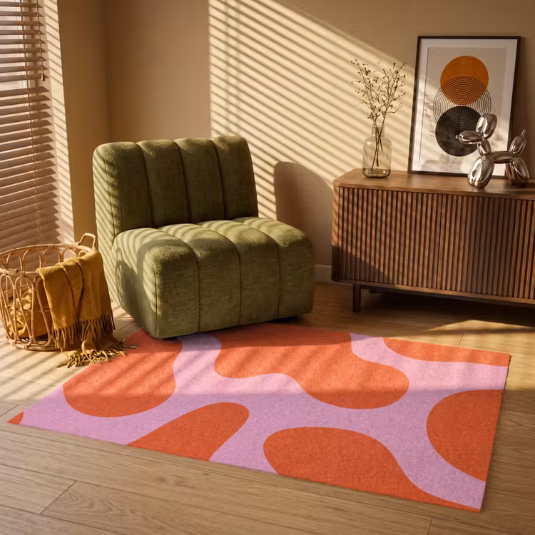 Vlekken - Rood - Roze - Patroon - Minimalistisch Vloerkleed Rechthoek klein -atmosphere_sfeer1_global