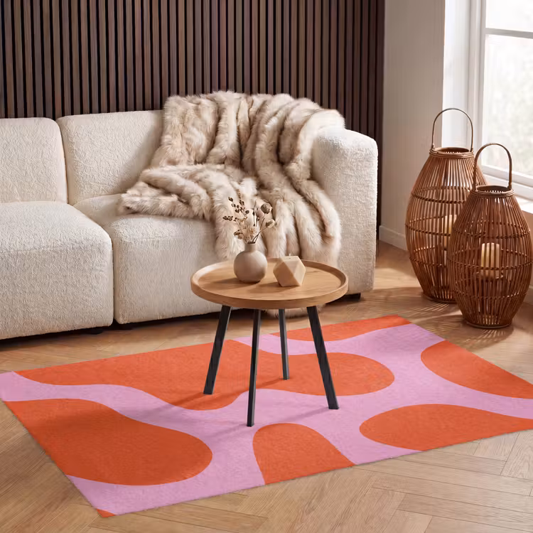 Vlekken - Rood - Roze - Patroon - Minimalistisch Vloerkleed Rechthoek klein -atmosphere_sfeer2_global