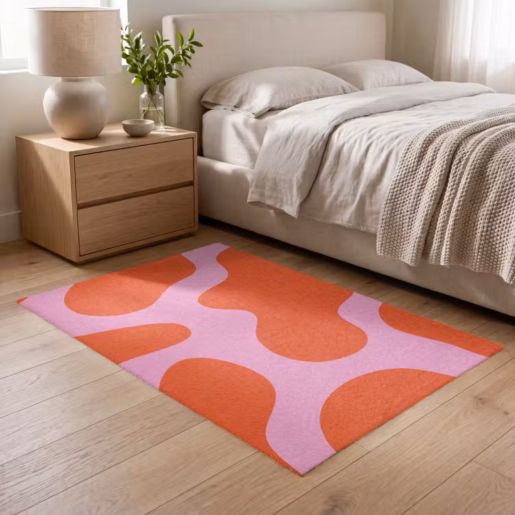 Vlekken - Rood - Roze - Patroon - Minimalistisch Vloerkleed Rechthoek klein -atmosphere_sfeer3_global