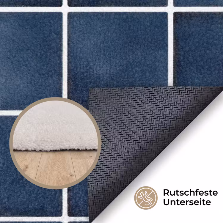 Tegel - Modern - Blauw Vloerkleed Rechthoek klein 1091 -uniquesellingpoint_antislip_DE_DE