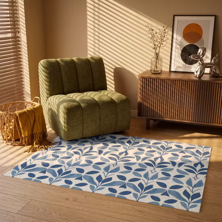 Flora - Modern - Blauw Vloerkleed Rechthoek klein 1091 -atmosphere_sfeer1_global
