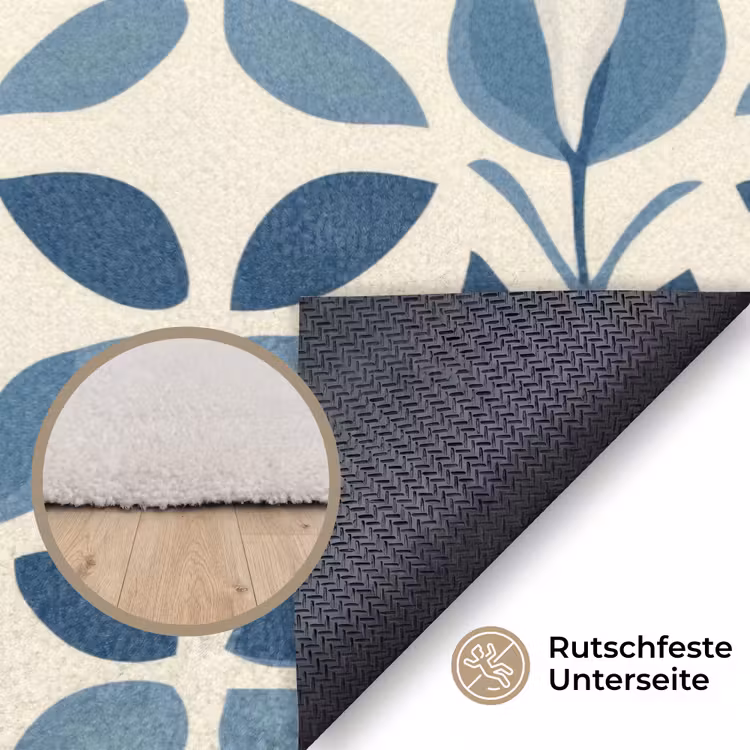 Flora - Modern - Blauw Vloerkleed Rechthoek klein 1091 -uniquesellingpoint_antislip_DE_DE