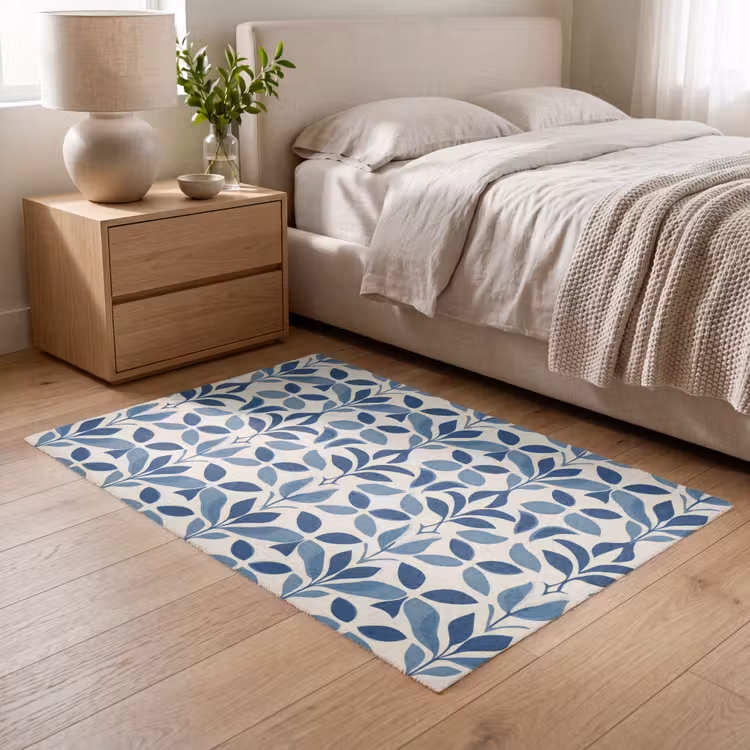 Flora - Modern - Blauw Vloerkleed Rechthoek klein 1091 -atmosphere_sfeer3_global