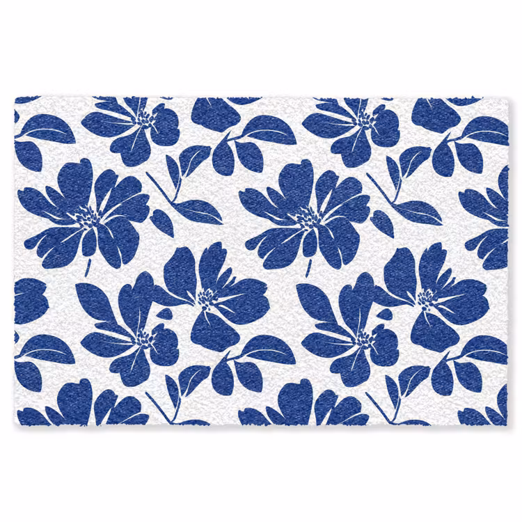 Floraal - Modern - Blauw Vloerkleed Rechthoek klein 1091 -3d