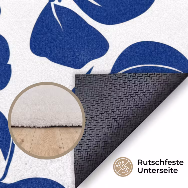 Floraal - Modern - Blauw Vloerkleed Rechthoek klein 1091 -uniquesellingpoint_antislip_DE_DE