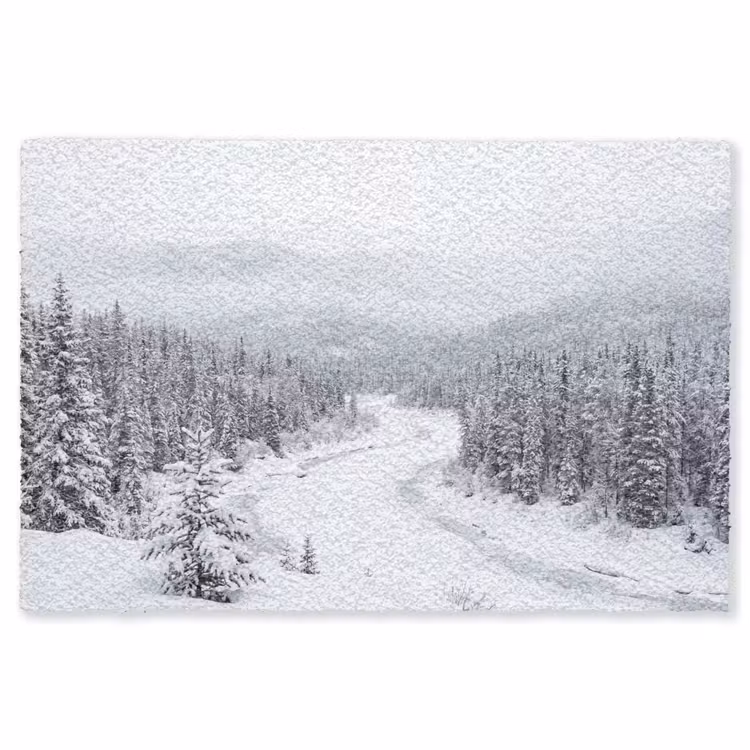 Rivier - Bevroren - Landschap - Winter Vloerkleed Rechthoek klein -3d