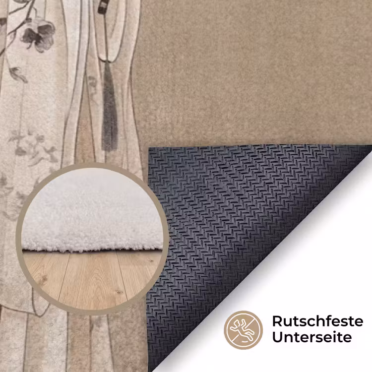 Vrouw - Azië - Kunst - Beige Vloerkleed Rechthoek klein -uniquesellingpoint_antislip_DE_DE