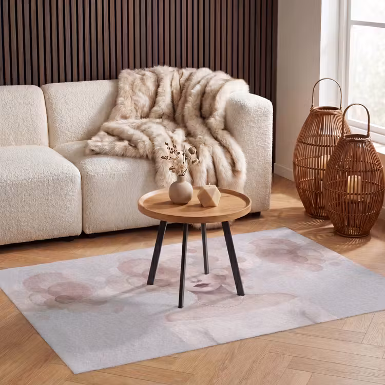 Vrouw - Cirkels - Beige Vloerkleed Rechthoek klein -atmosphere_sfeer2_global