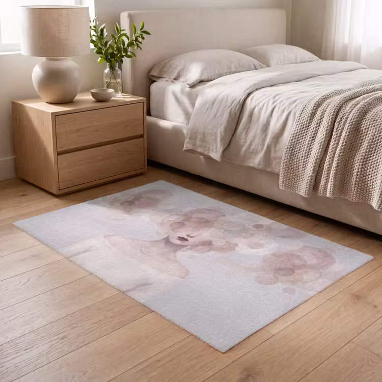 Vrouw - Cirkels - Beige Vloerkleed Rechthoek klein -atmosphere_sfeer3_global