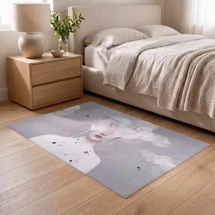 Vrouw - Wolk - Grijs Vloerkleed Rechthoek klein -atmosphere_sfeer3_global