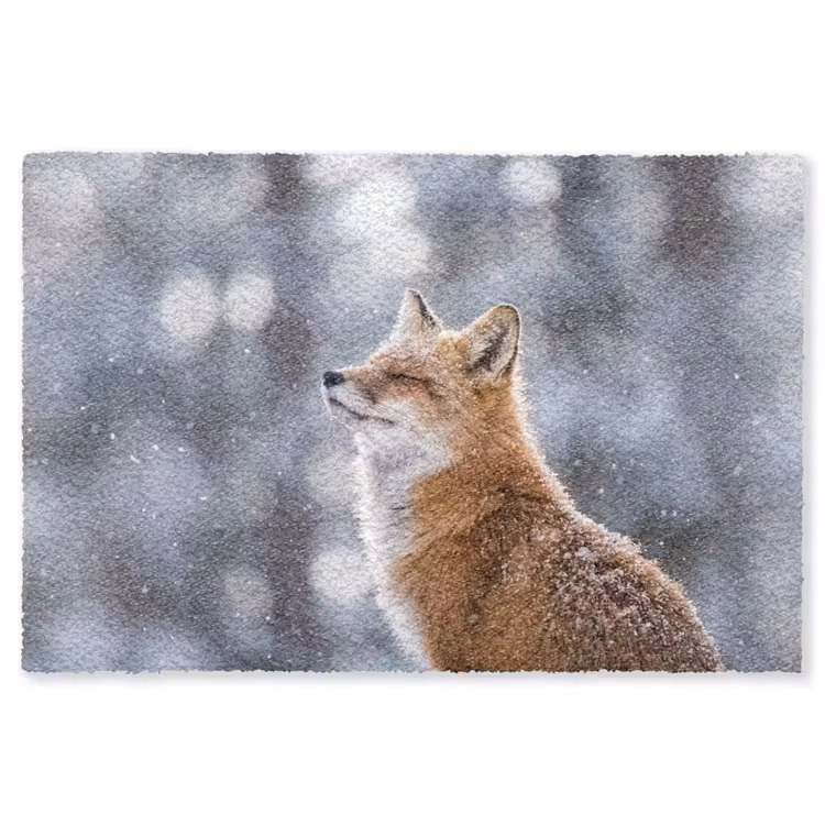 Vos - Sneeuwval - Portret - Winter - Sfeervol Vloerkleed Rechthoek klein -3d