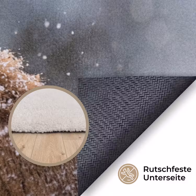 Vos - Sneeuwval - Portret - Winter - Sfeervol Vloerkleed Rechthoek klein -uniquesellingpoint_antislip_DE_DE