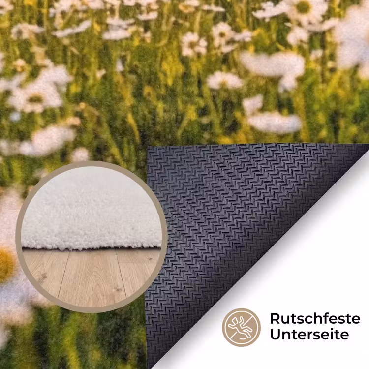 Madelief - Veld - Heuvels - Groen Vloerkleed Rechthoek klein -uniquesellingpoint_antislip_DE_DE