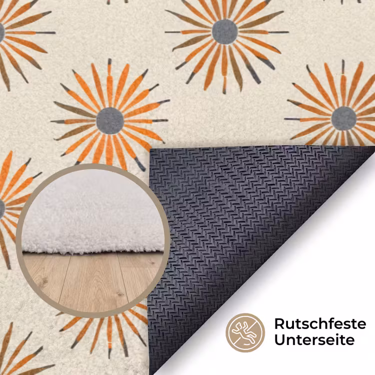 Madelief - Patroon - Oranje Vloerkleed Rechthoek klein 1091 -uniquesellingpoint_antislip_DE_DE