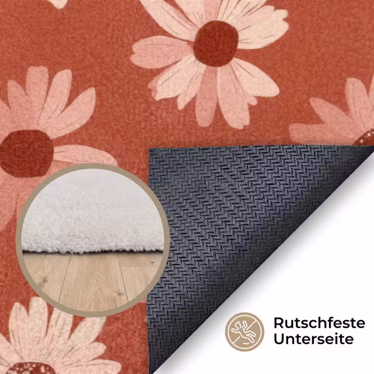 Madelief - Retro - Terracotta Vloerkleed Rechthoek klein 1091 -uniquesellingpoint_antislip_DE_DE
