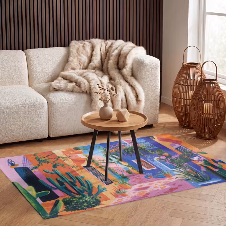 Geel - Blauw - Oranje - Huis Vloerkleed Rechthoek klein -atmosphere_sfeer2_global
