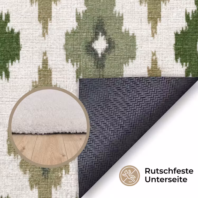Geografisch - Ruitmotief - Groen Vloerkleed Rechthoek klein 1091 -uniquesellingpoint_antislip_DE_DE