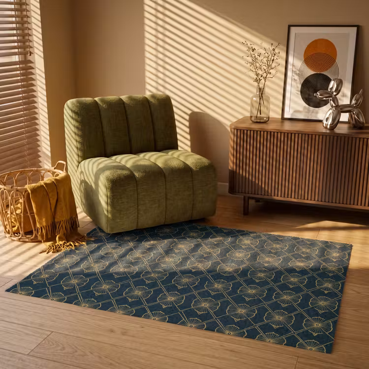 Geometrisch - Elegant - Groen Vloerkleed Rechthoek klein 1091 -atmosphere_sfeer1_global