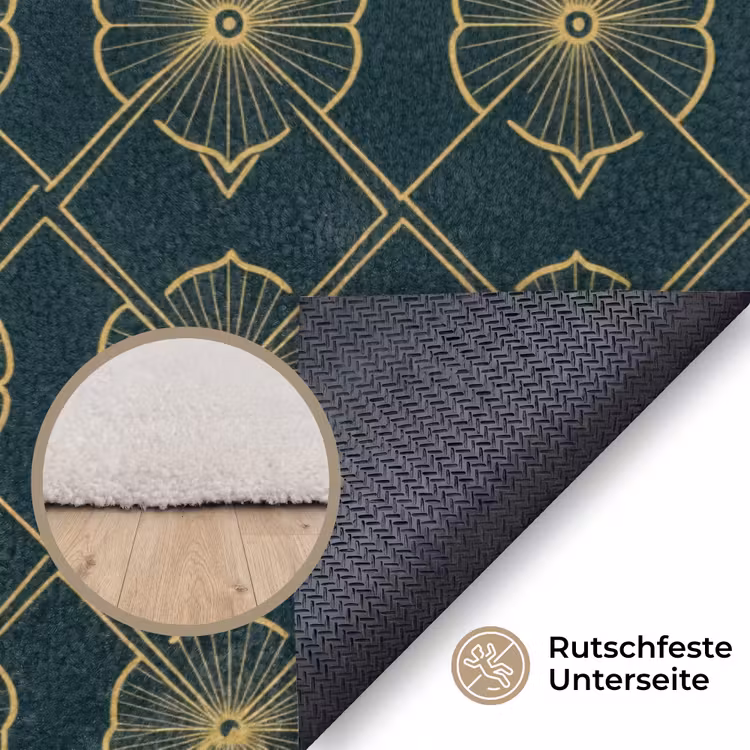 Geometrisch - Elegant - Groen Vloerkleed Rechthoek klein 1091 -uniquesellingpoint_antislip_DE_DE