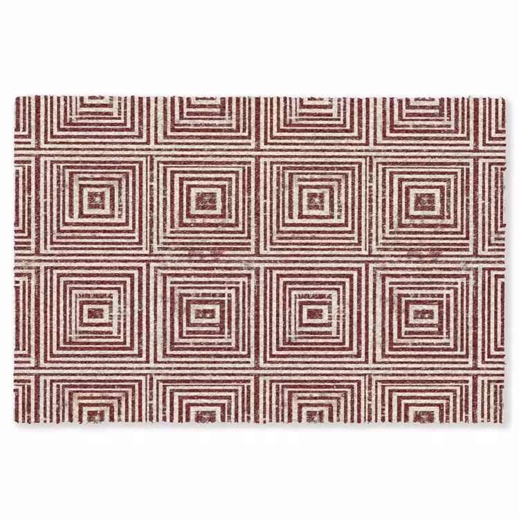 Geometrisch - Patroon - Rood Vloerkleed Rechthoek klein 1091 -3d