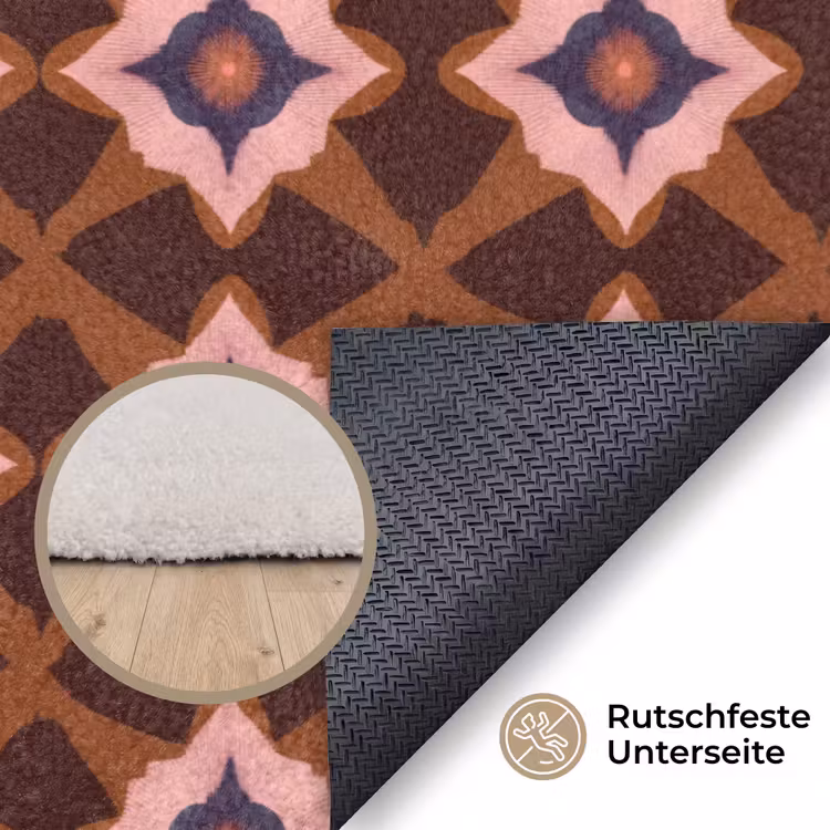 Geometrisch - Sierlijk - Bruin Vloerkleed Rechthoek klein 1091 -uniquesellingpoint_antislip_DE_DE