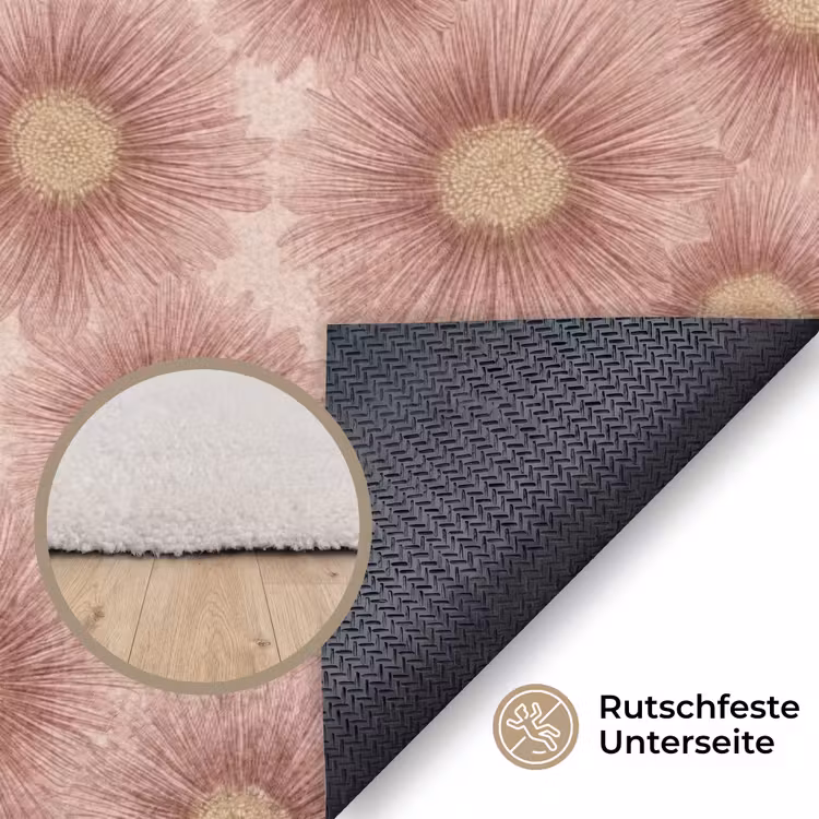Gerbera - Bloemen - Roze Vloerkleed Rechthoek klein 1091 -uniquesellingpoint_antislip_DE_DE