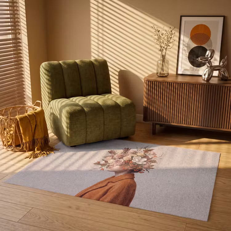 Gezicht - Boeket - Kleurrijk Vloerkleed Rechthoek klein -atmosphere_sfeer1_global