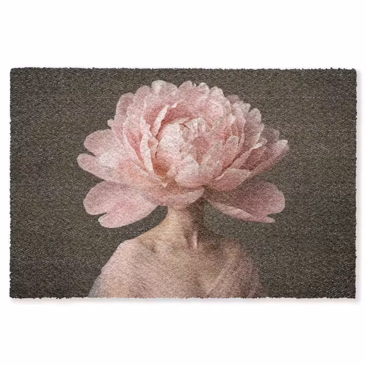 Gezicht - Roos - Roze Vloerkleed Rechthoek klein -3d