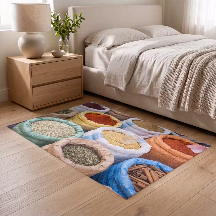 Teppich - Gewürze – Beutel – Markt - Kruiden - Zakken - Markt Vloerkleed Rechthoek klein