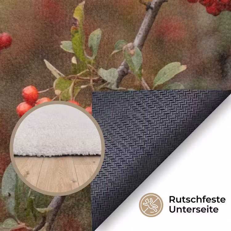 Goudvink - Bessen - Herfst - Natuur - Kleurrijk Vloerkleed Rechthoek klein -uniquesellingpoint_antislip_DE_DE