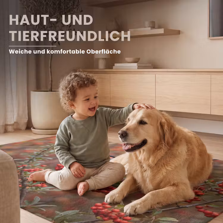Goudvink - Bessen - Herfst - Natuur - Kleurrijk Vloerkleed Rechthoek klein -uniquesellingpoint_USP_zachtDE_DE