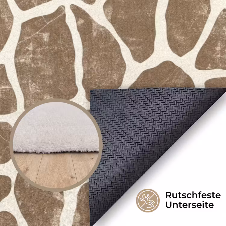 Giraf - Klassiek - Bruin Vloerkleed Rechthoek klein 1091 -uniquesellingpoint_antislip_DE_DE