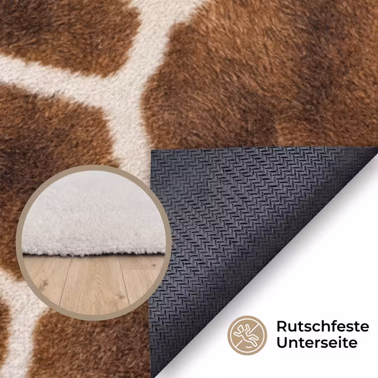 Giraf - Vacht - Klassiek - Bruin Vloerkleed Rechthoek klein -uniquesellingpoint_antislip_DE_DE