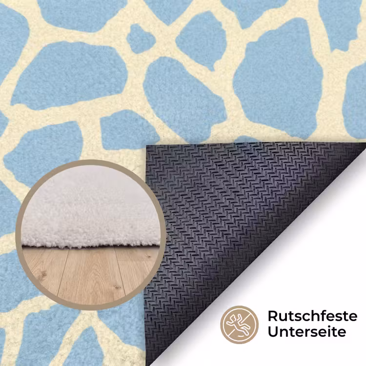 Giraf - Modern - Blauw Vloerkleed Rechthoek klein 1091 -uniquesellingpoint_antislip_DE_DE