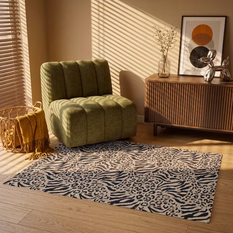 Giraf - Zebra - Motief - Bruin Vloerkleed Rechthoek klein 1091 -atmosphere_sfeer1_global