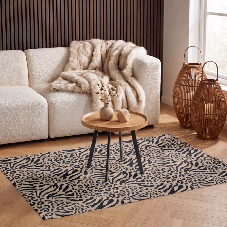 Giraf - Zebra - Motief - Bruin Vloerkleed Rechthoek klein 1091 -atmosphere_sfeer2_global