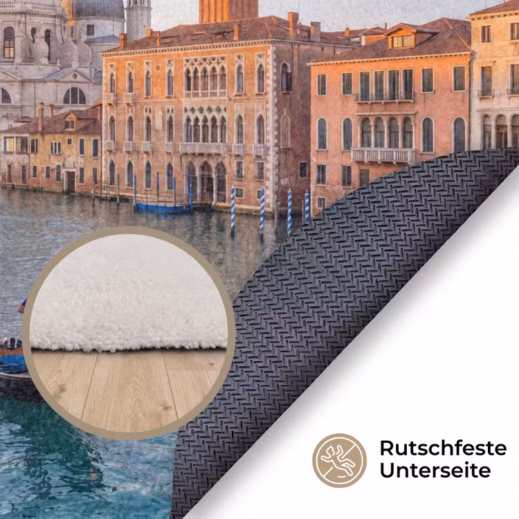 Teppich - Gondel – Venedig – Kanal – Stadtansicht – Abendlicht - Gondel - Venetië - Kanaal - Stadsgezicht - Avondlicht Vloerkleed Rond klein