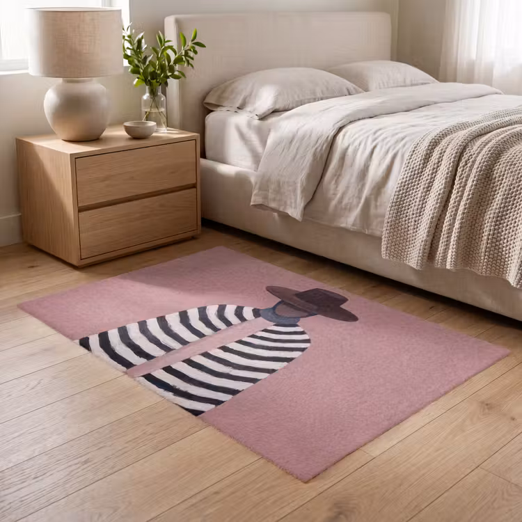 Grafisch - Vrouw - Roze Vloerkleed Rechthoek klein -atmosphere_sfeer3_global